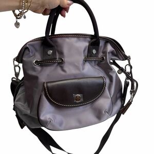 NWT Lancel Mauve/Brown Nylon and Leather Hobo